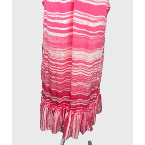 Trina Turk Womens Pink & White Striped Halter Shift Dress With Ruffle Hem Large - Picture 6 of 16